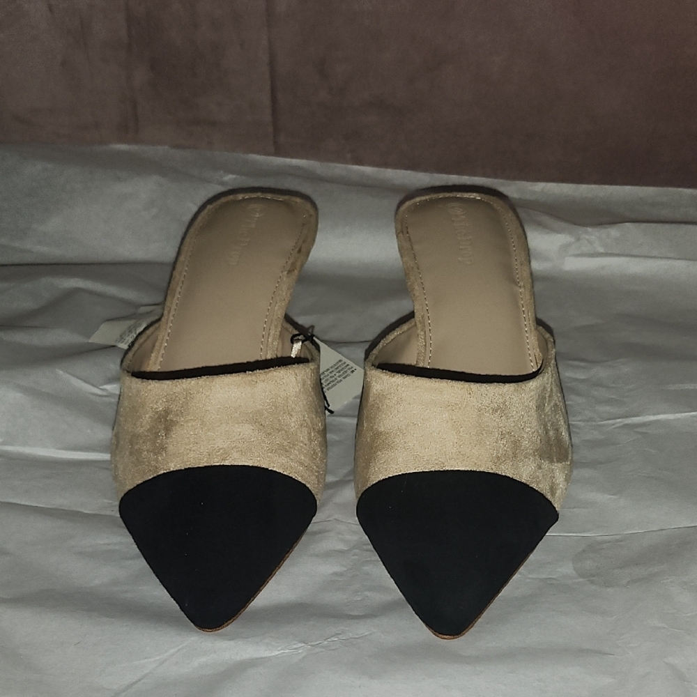Brand New Beige and Black Women's Mules